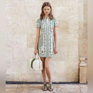 Tory Burch Talia Botanical Shirtdress Floral Green RARE Runway Size 2